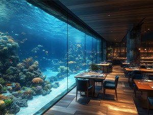 Acuarios para escaparates de restaurantes: llama la atención de la calle